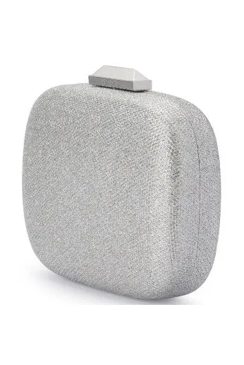 MISTY METALLIC ROUNDED CLUTCH - SILVER