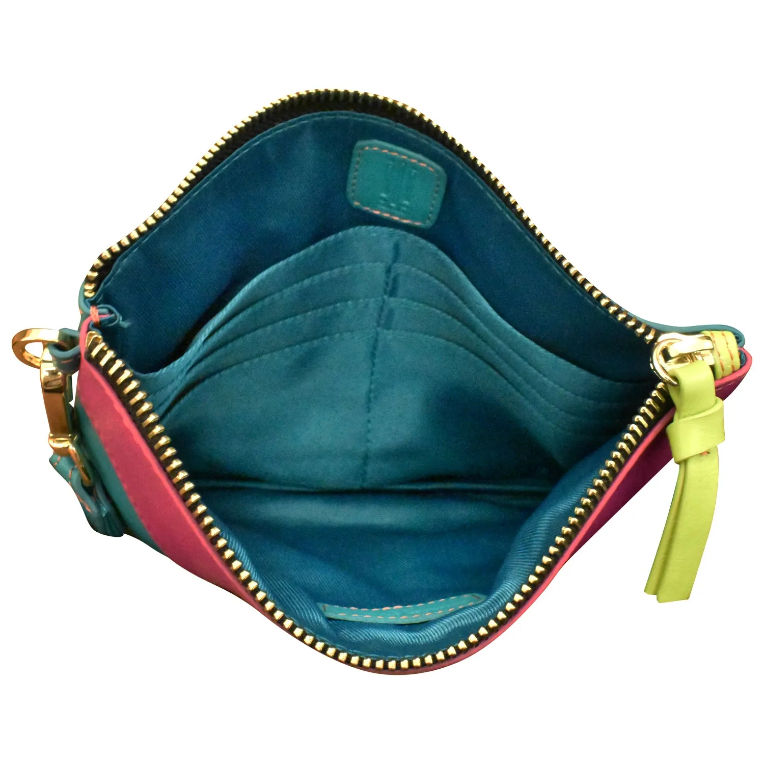 Multi Color Top Zip Wristlet