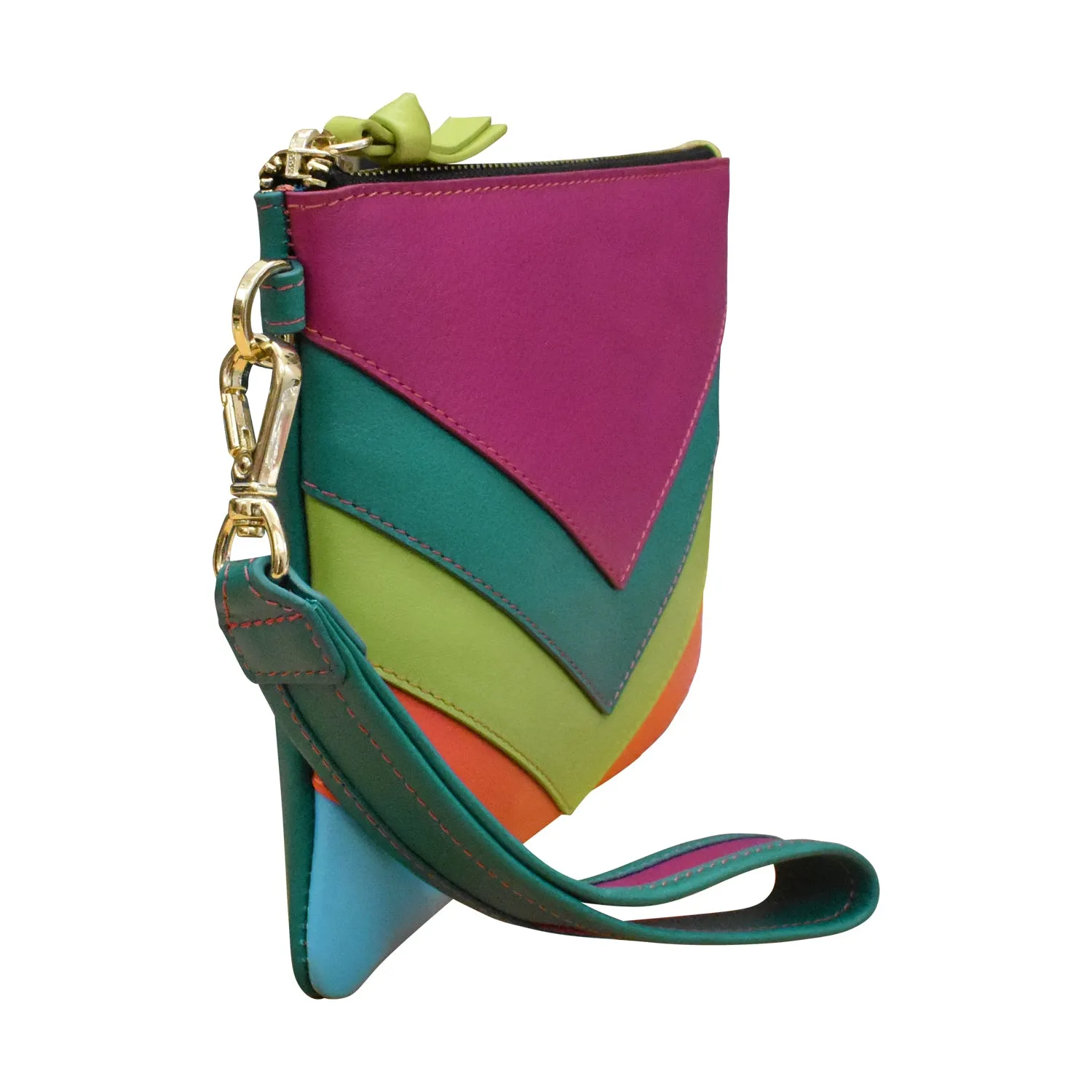 Multi Color Top Zip Wristlet