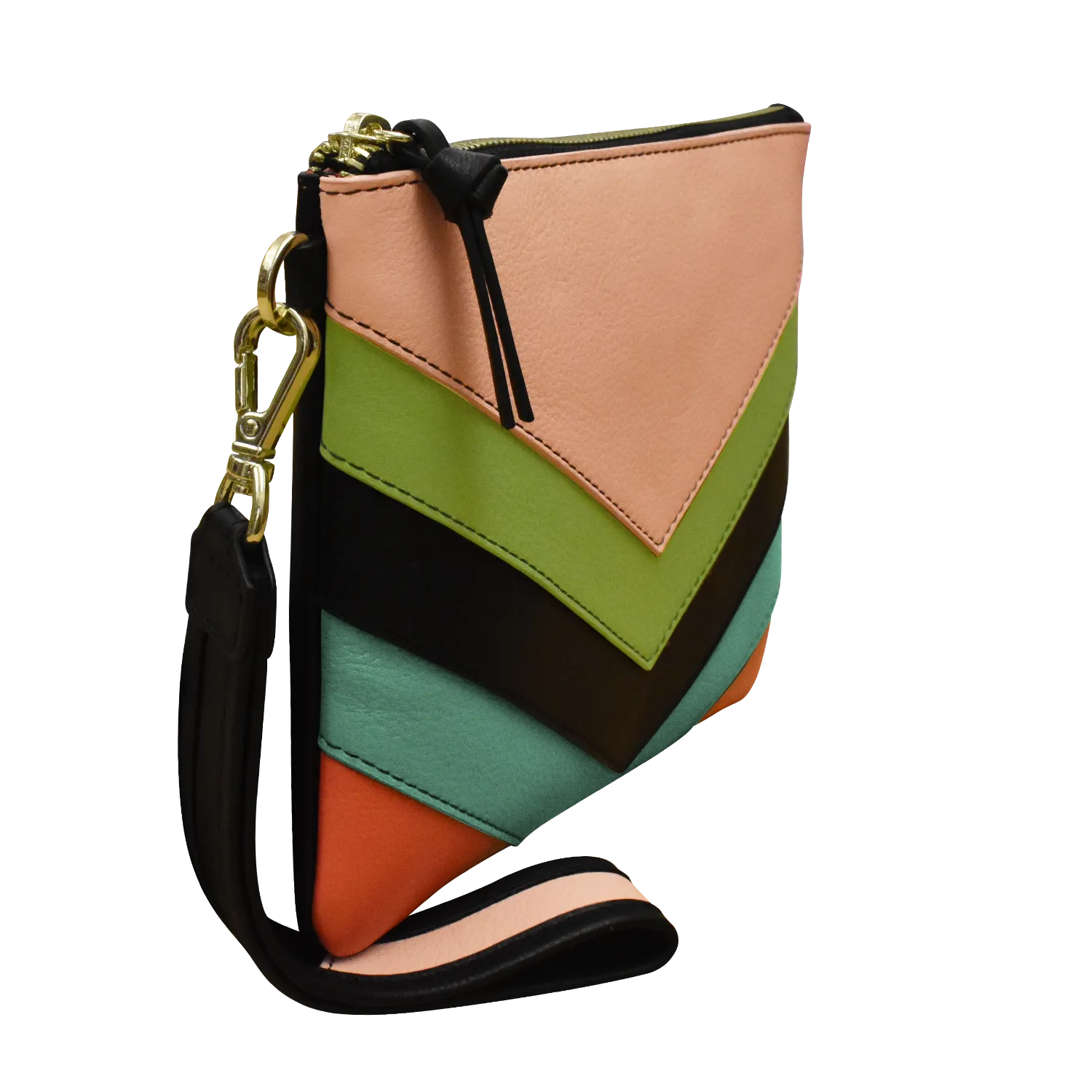 Multi Color Top Zip Wristlet