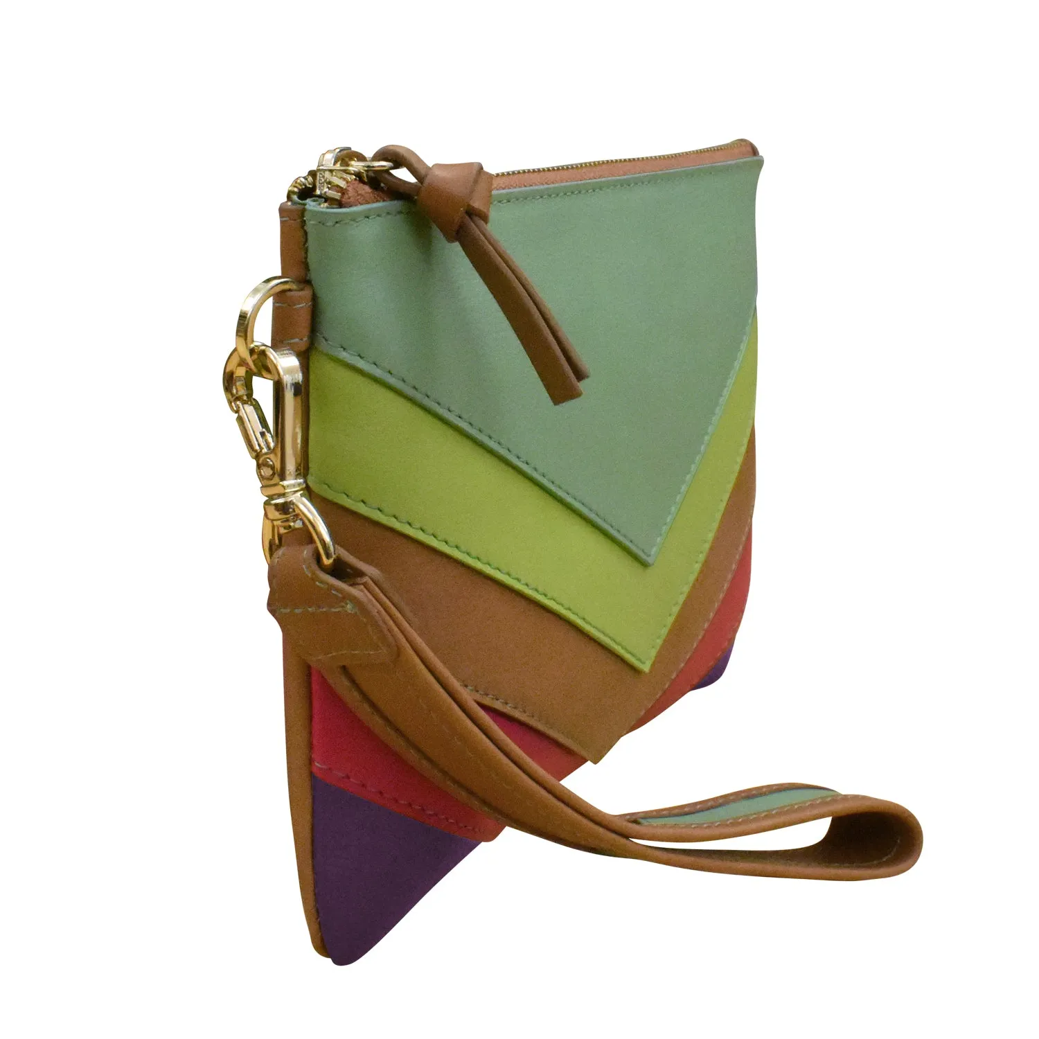 Multi Color Top Zip Wristlet