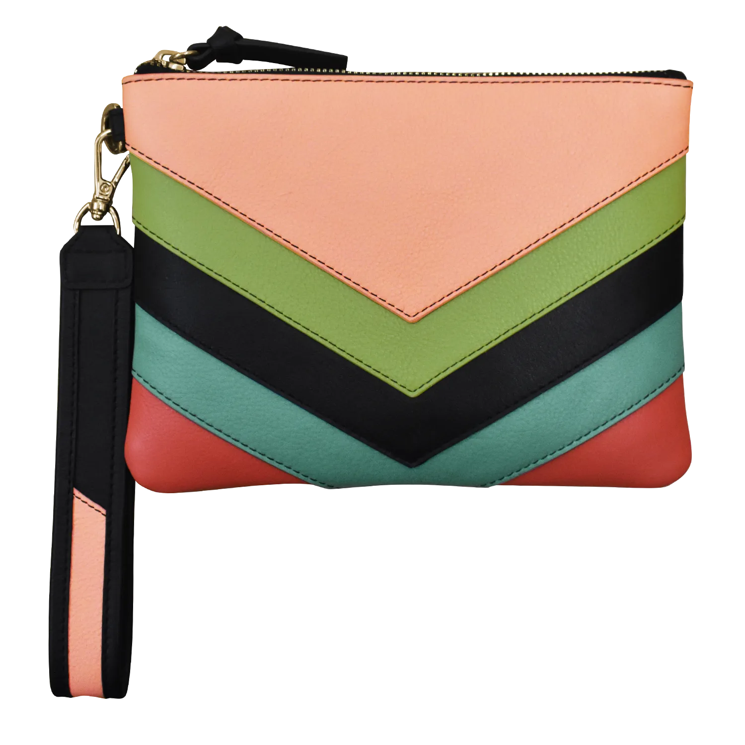 Multi Color Top Zip Wristlet