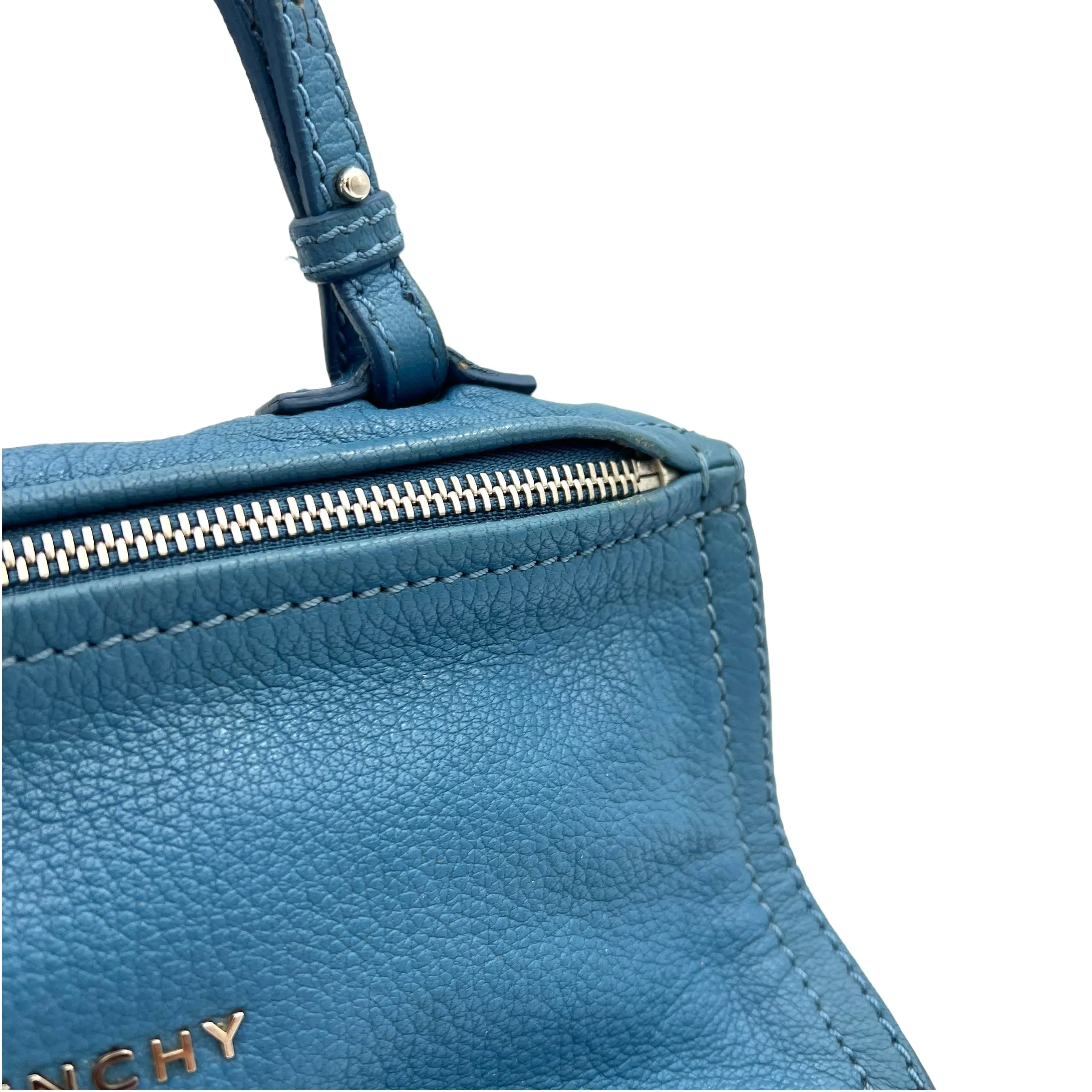 Pandora Crossbody Bag Mini Blue in Calfskin , Silver Hardware