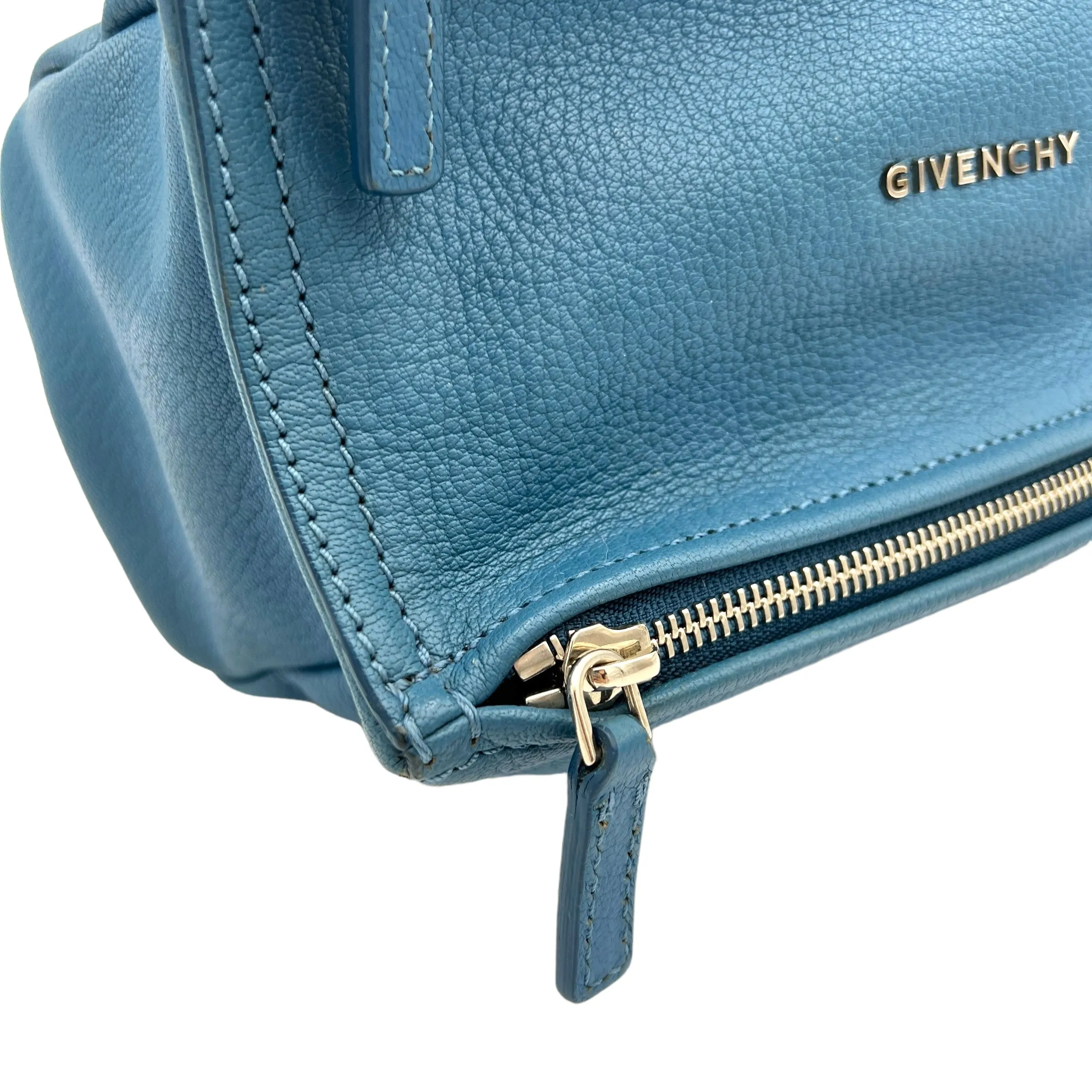 Pandora Crossbody Bag Mini Blue in Calfskin , Silver Hardware