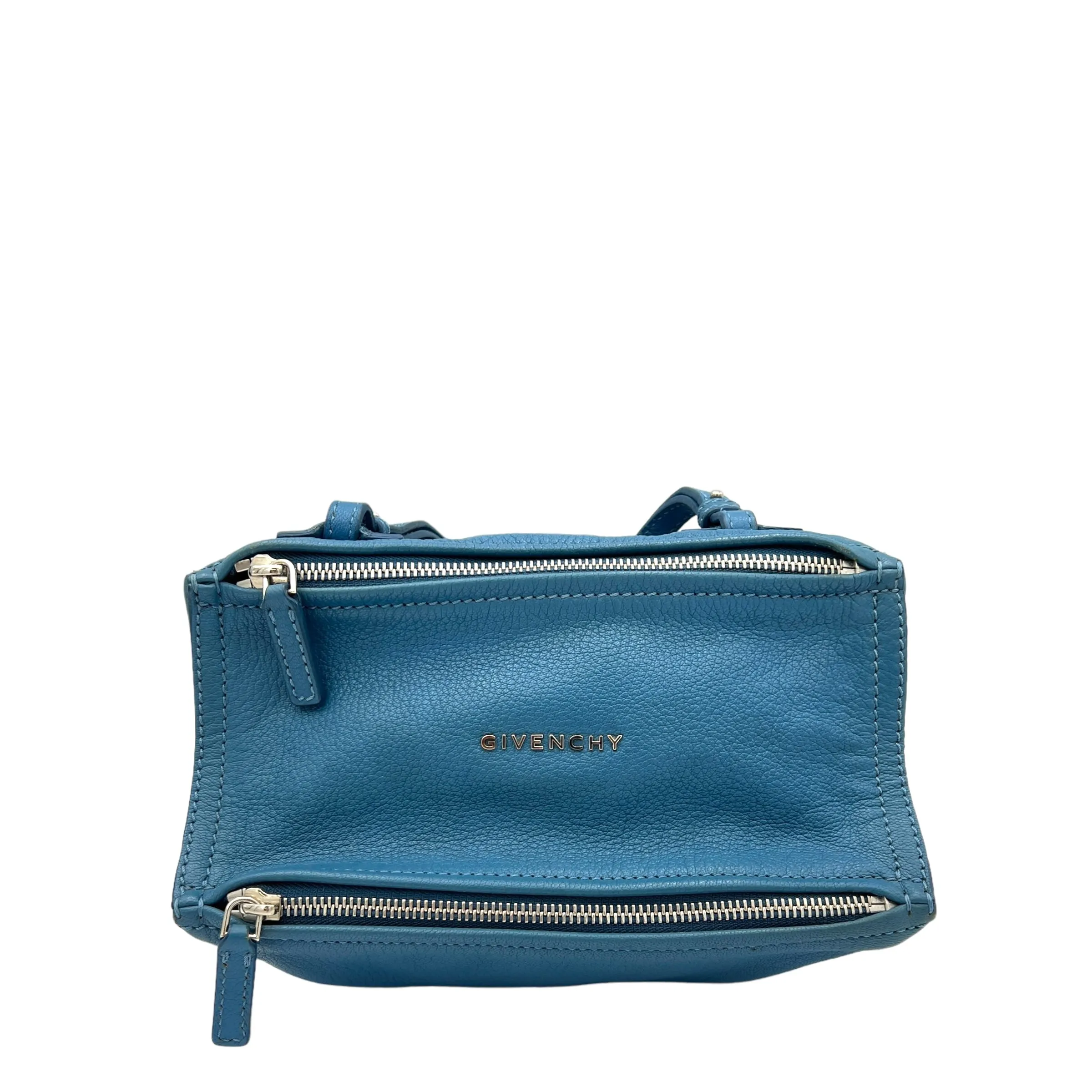 Pandora Crossbody Bag Mini Blue in Calfskin , Silver Hardware