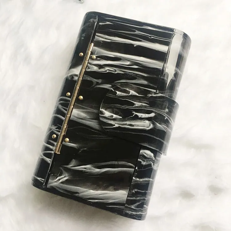 Pearlescent Acrylic Clutch Bag with Crossbody Chain