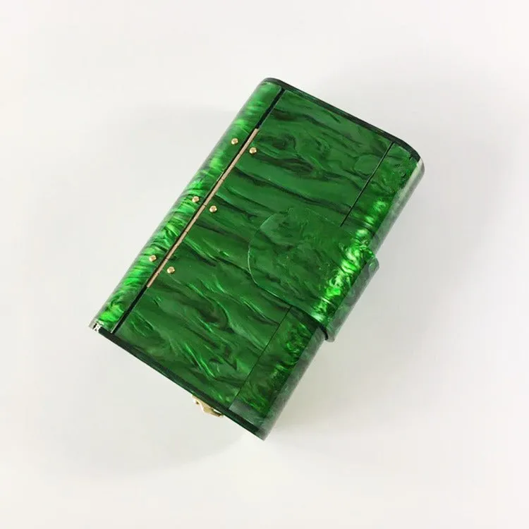 Pearlescent Acrylic Clutch Bag with Crossbody Chain