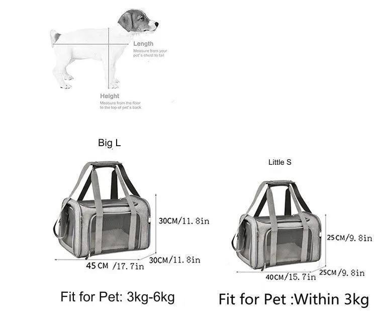 Pet Carrier Bag Soft Sided Portable Folding Airline Travel Approved Bag 1252