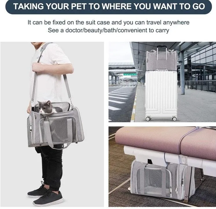 Pet Carrier Bag Soft Sided Portable Folding Airline Travel Approved Bag 1252