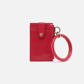 Ring Credit Card Wristlet in Polished Leather - Hibiscus