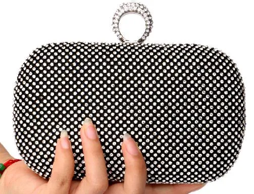 SEKUSA Clutch Diamond-Studded  With Chain Shoulder Handbags Wallets For Wedding Evening Bag