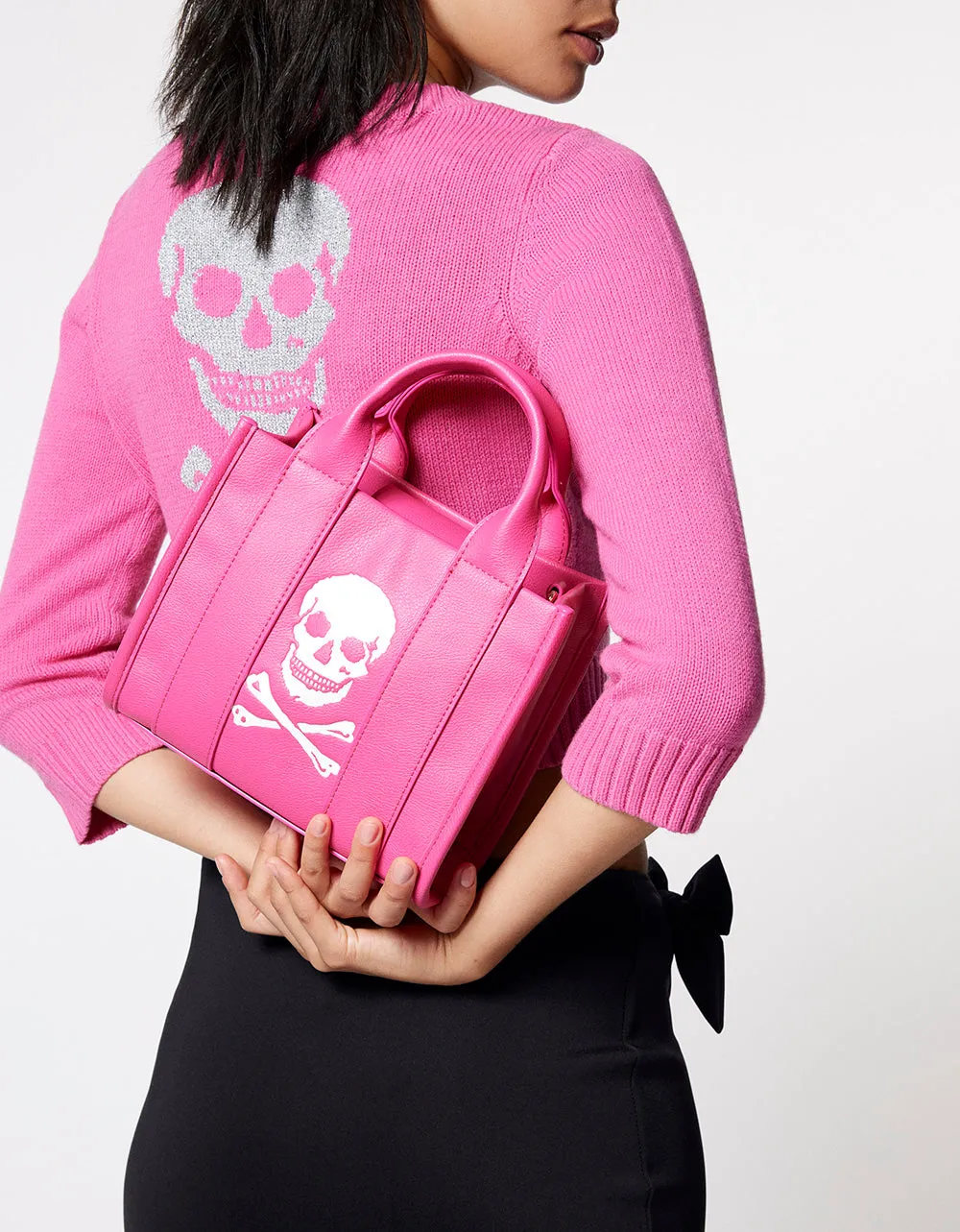 SKULLY DEBOSS MINI TOTE PINK