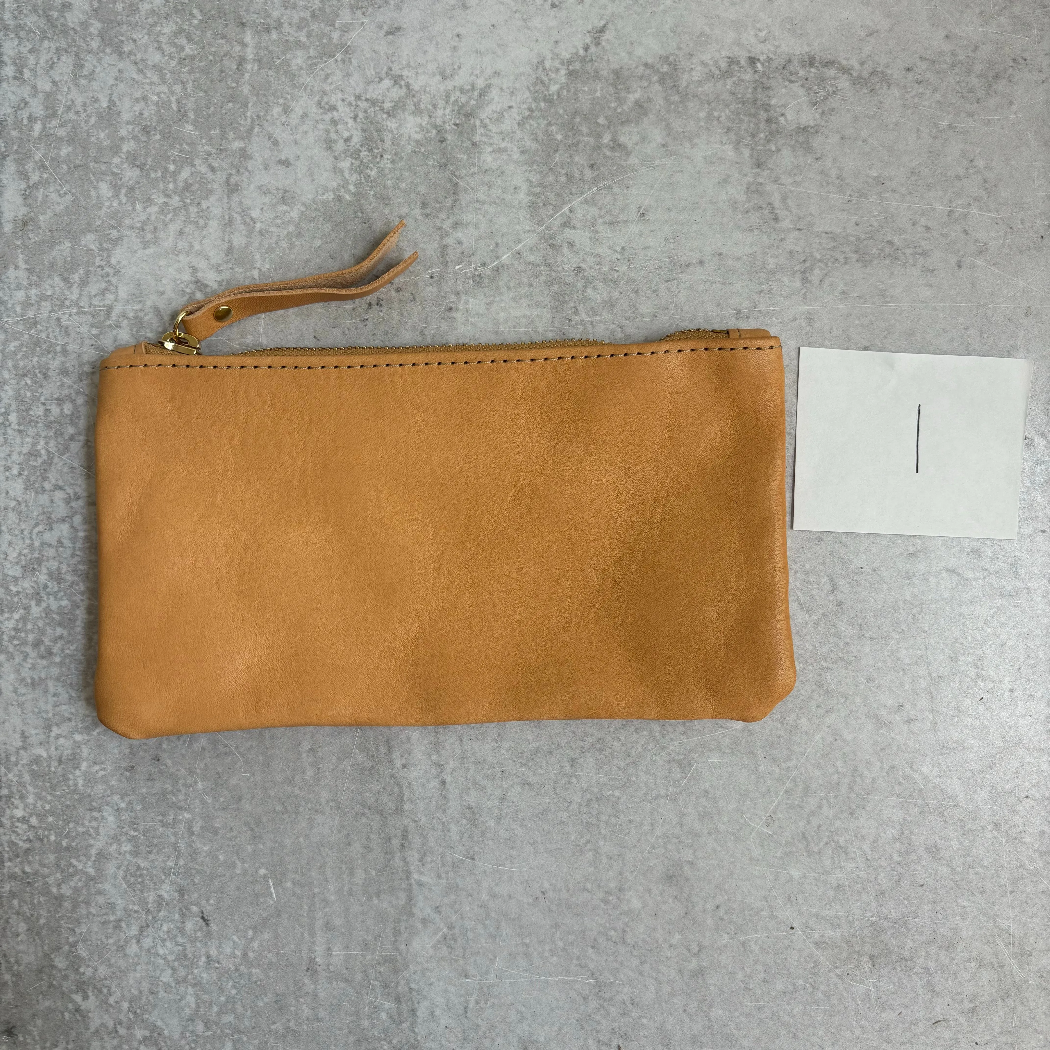 Summer Seconds Sale - Personalized Leather Zip Clutch - Beige No. 1