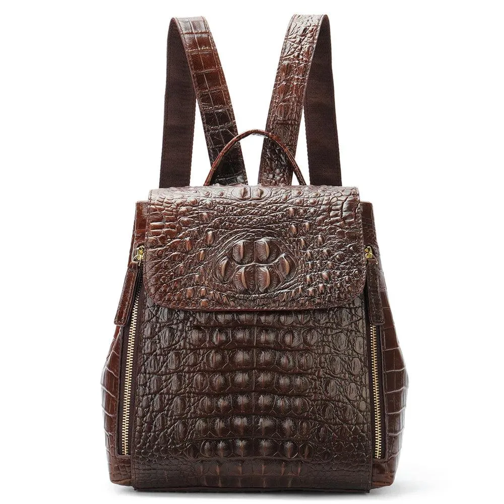 Textured Crocodile Pattern Leather Daypacks for Women 5