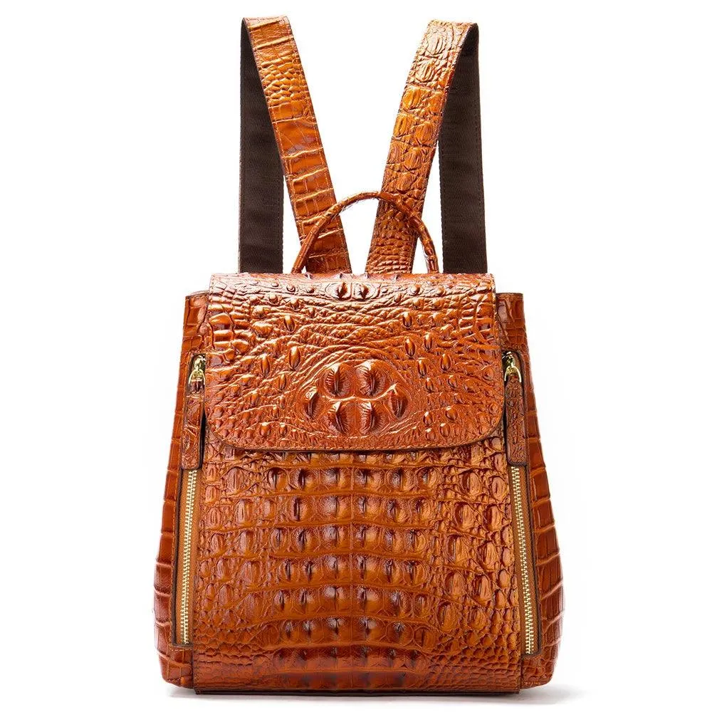 Textured Crocodile Pattern Leather Daypacks for Women 5