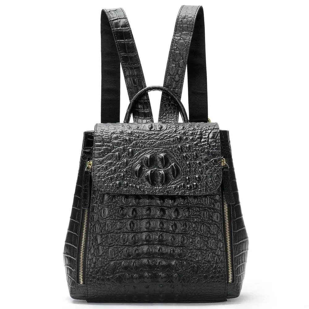 Textured Crocodile Pattern Leather Daypacks for Women 5