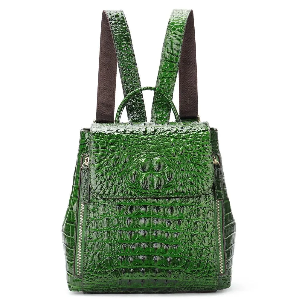 Textured Crocodile Pattern Leather Daypacks for Women 5