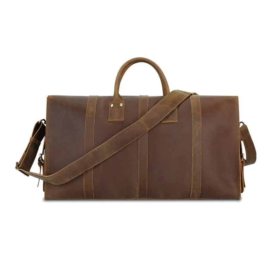 Vintage Cowhide Leather Duffel Weekender Bag Overnight Bag