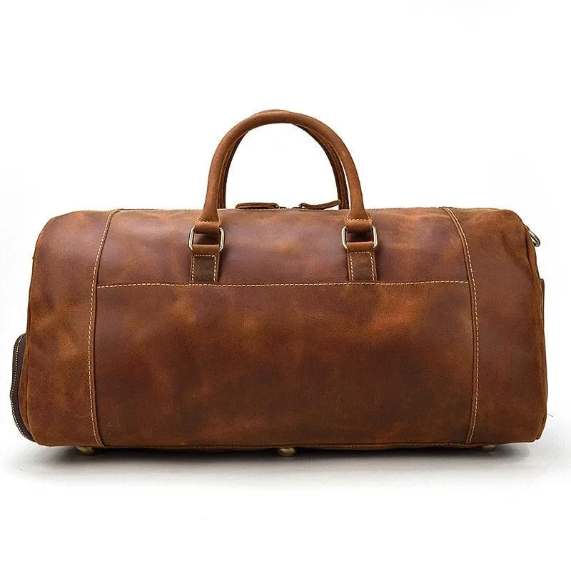 Vintage Leather Travel Duffle Shoulder Bag