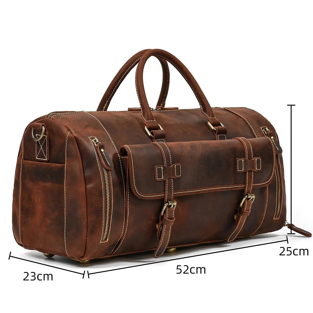 Vintage Leather Travel Duffle Shoulder Bag