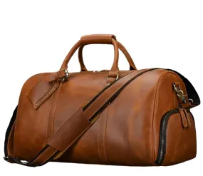 Vintage Leather Travel Duffle Shoulder Bag