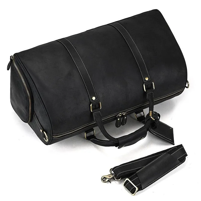 Vintage Leather Travel Duffle Shoulder Bag