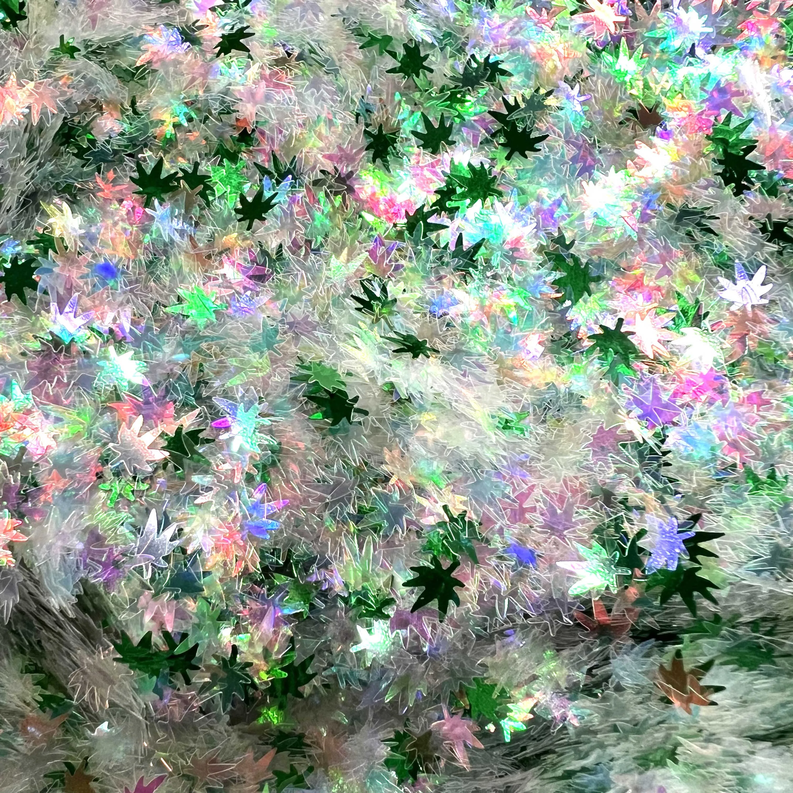 White Holographic Cannabis Confetti Midi Klutch! 🌿✨