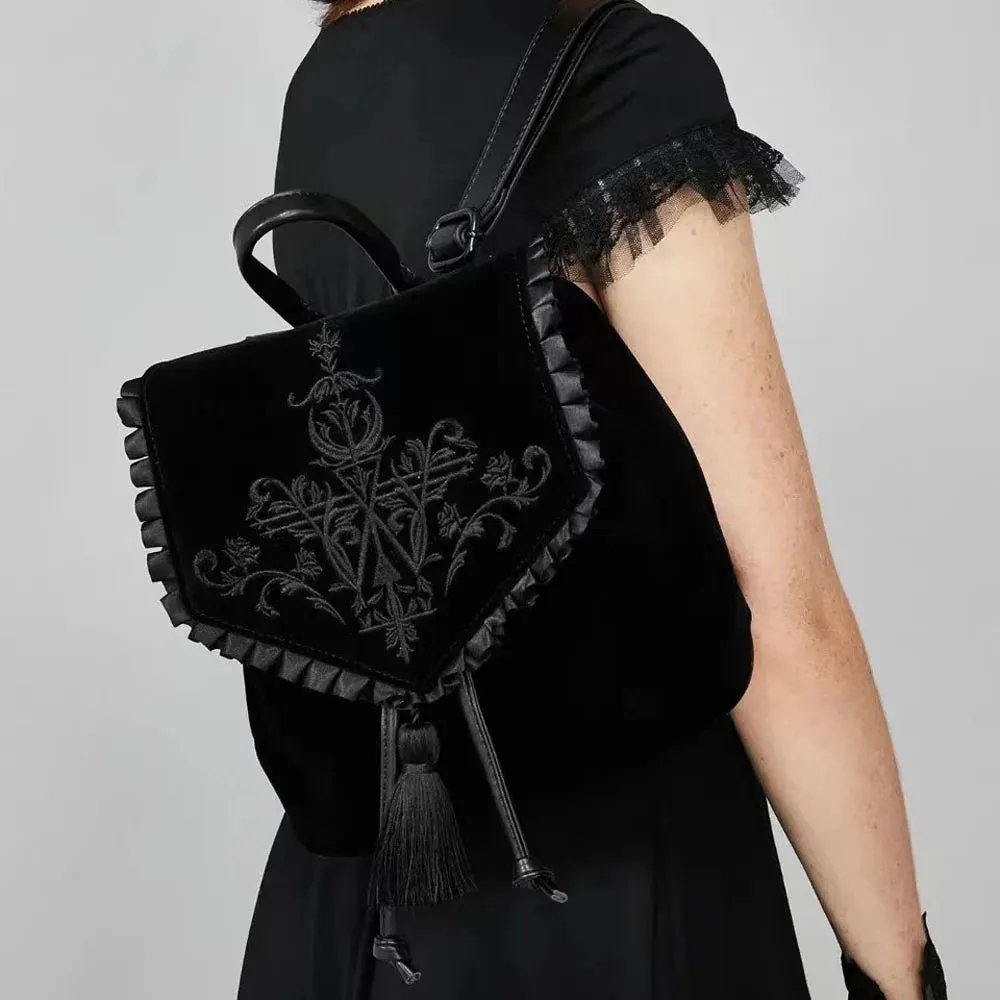 Witch Embroidery Magic Gothic Rock Backpack Punk Harajuku Velvet Bag