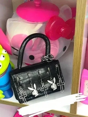 Y2K Pin Small Punk Rabbit Spider Messenger Metal Decorate Gothic Bag